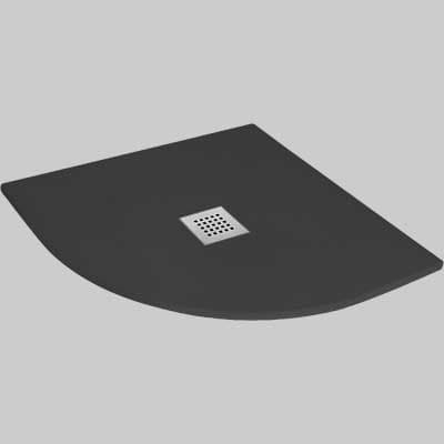 Piatto Doccia Semicircolare Effetto Pietra Antracite 80 x 80 cm Made - 2