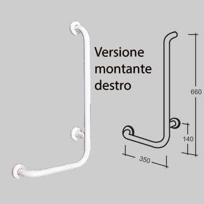 Corrimano con Montante Preverniciato Bianco Cm 35 x 67 Destro Made in Italy - 2