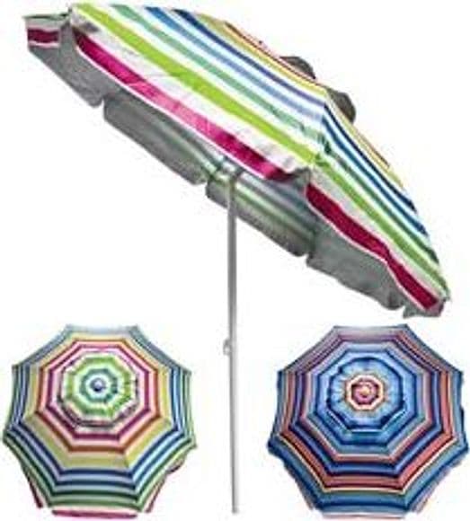 Ombrellone da Spiaggia in Poliestere a Righe 180 cm Ø 180 mm cm Righe - 2