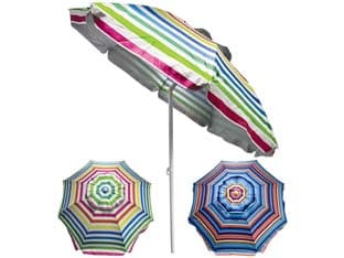 Ombrellone da Spiaggia in Poliestere a Righe 180 cm Ø 180 mm cm Righe Scure - 2