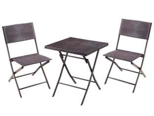 Set Giardino Fold Black in Rattan Sintetico PP Tre Pezzi Vette - 2