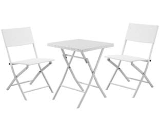 Set Giardino Fold White in Rattan Sintetico PP Tre Pezzi Vette - 2