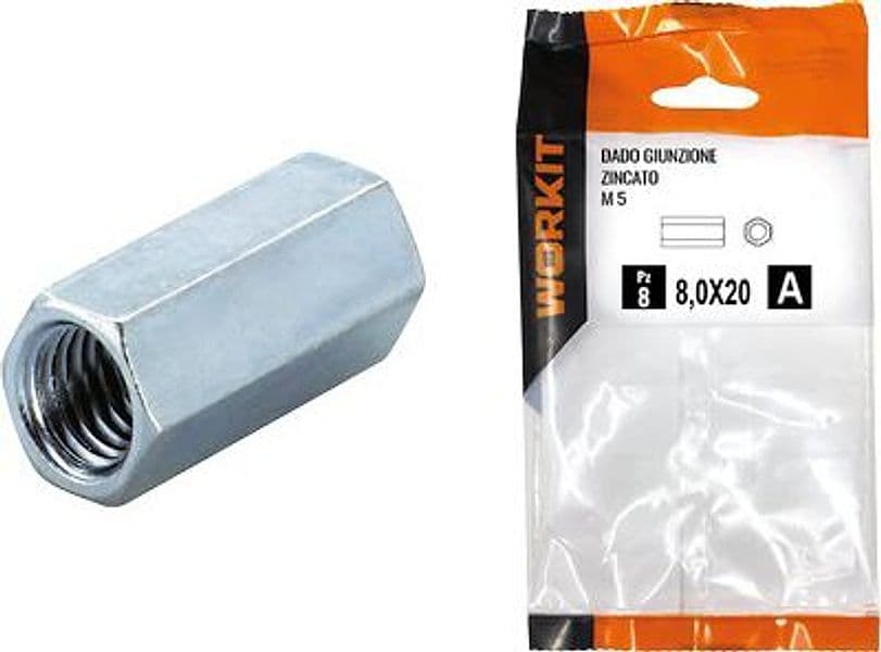 Dado Giunzione Zincato Self Workit M5 8 x 20 mm 8 Pezzi - 2