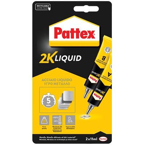 Pattex Power Epoxy Acciaio Liquido Tubetto 2 x 11 g 3 Pezzi - 2