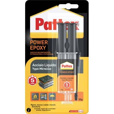Pattex Power Epoxy Acciaio Liquido Mix Siringa 35 g 3 Pezzi - 2