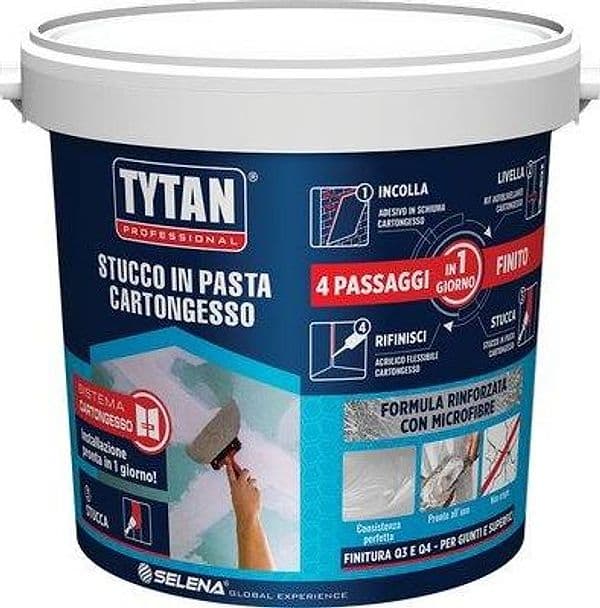 Stucco Pasta Cartongesso Tytan Bianco Fibrato Kg 1,8 - 2