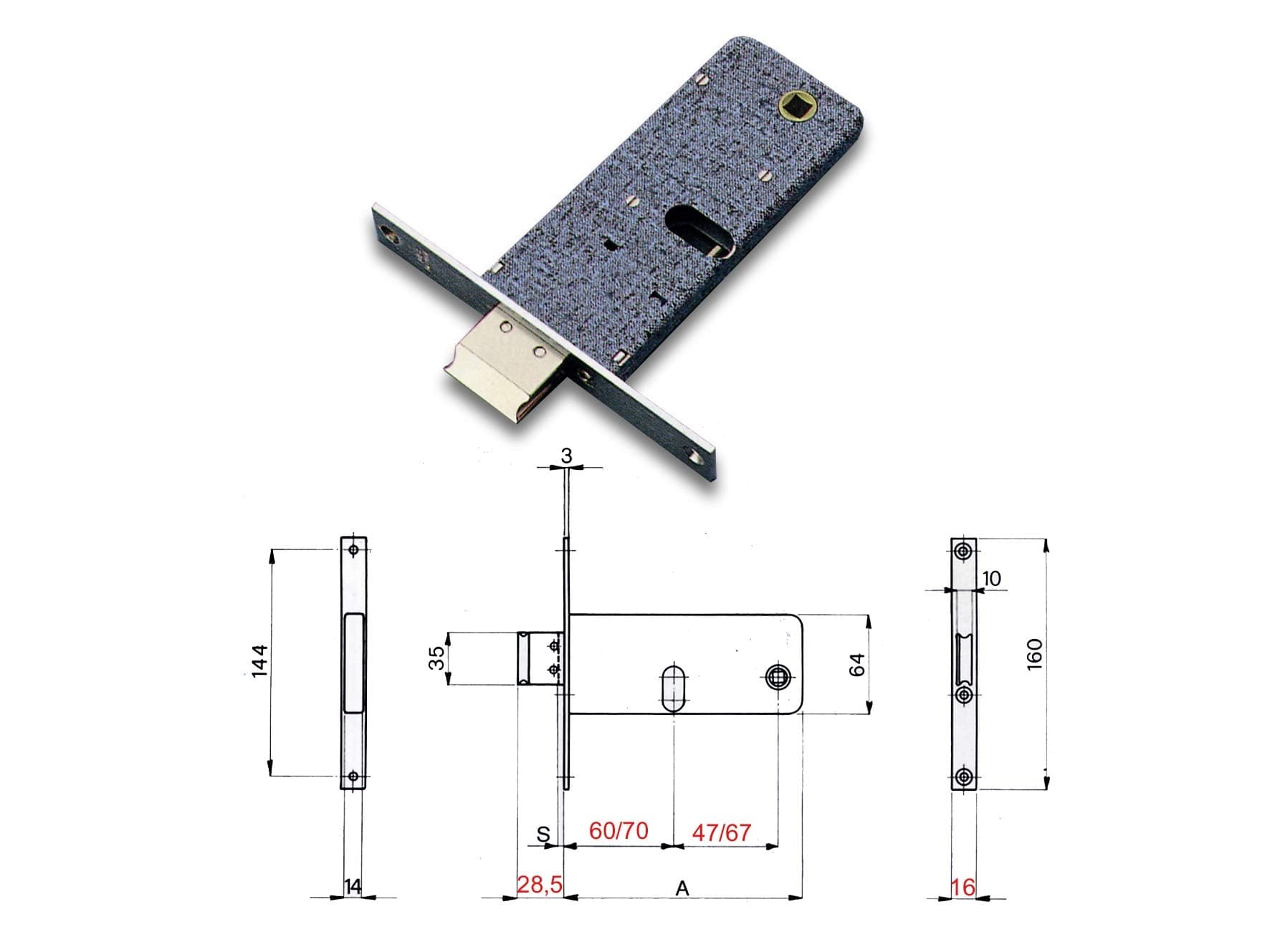 Serratura Metallo Infilare 380 Omec B.q Nich F.mm 16 F.ovale M1 con Scr