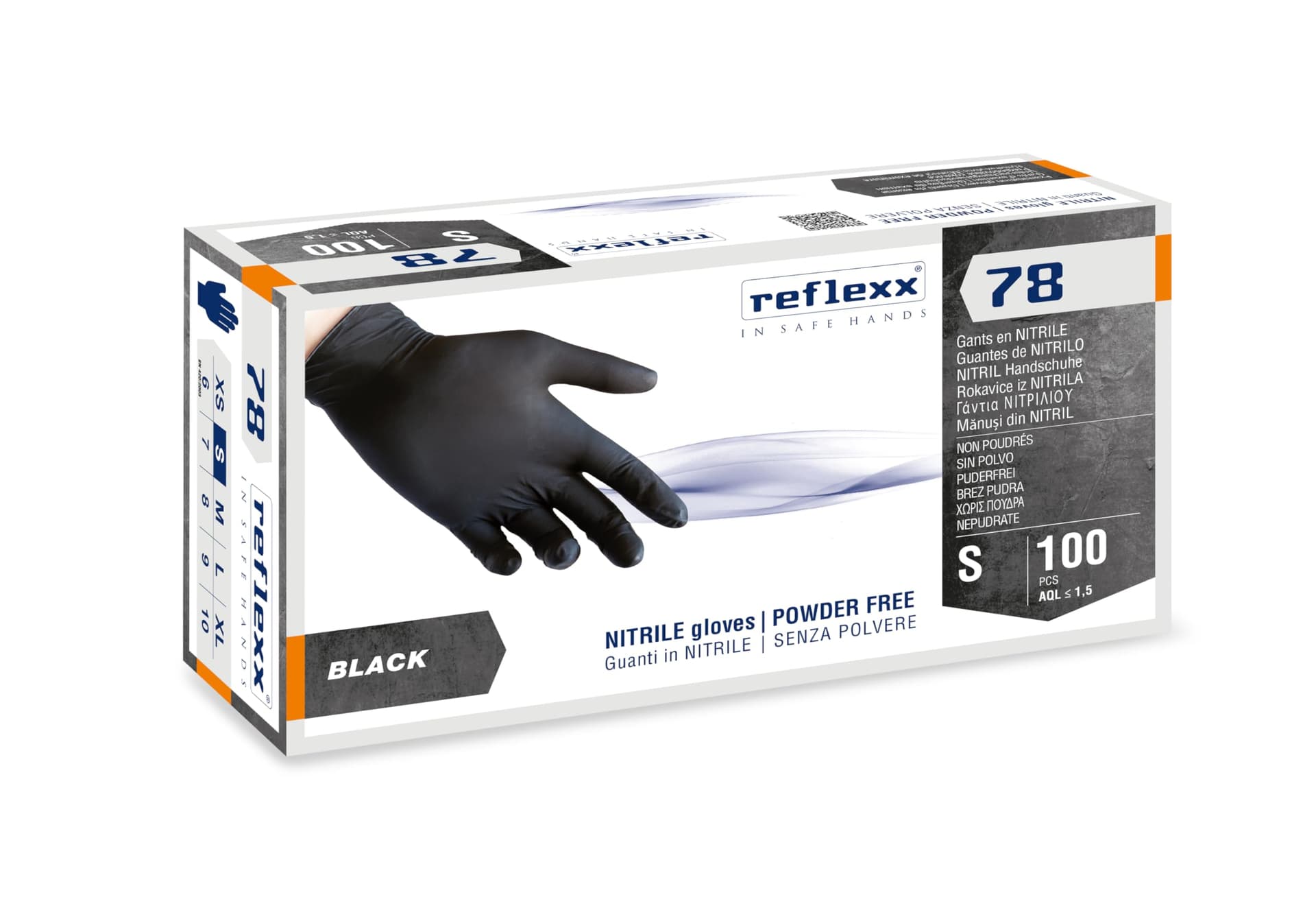 Guanto in Nitrile 4 g Senza Polvere Nero Tg.s in Conf. da 100 Pz 2 Pezzi