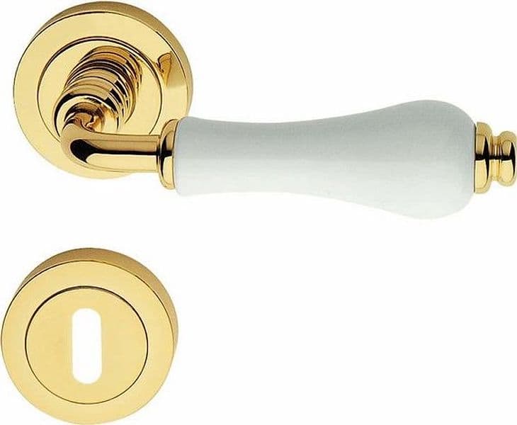 Maniglia Ottone Dalia con Bocchetta Ceram Luc Bia 1 Coppia - 2