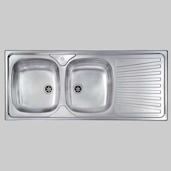 Lavello INOX 2 Vasche Incasso C Gocciolatoio 116 x 50 Destro Cm - 2