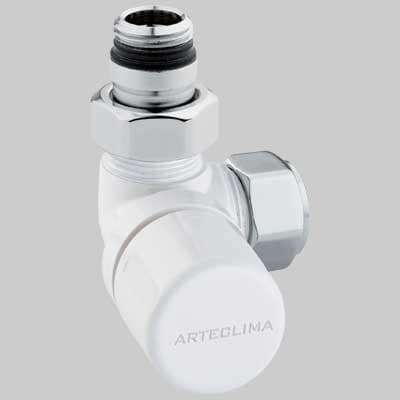 Valvola D Arredo ad Angolo Termostatica Sinistro Bianca ½ x 2419 Arteclima - 2