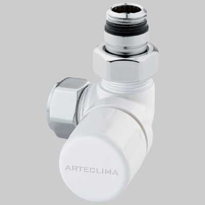 Valvola D Arredo ad Angolo Termostatica Destro Bianca ½ x 2419 Arteclima - 2