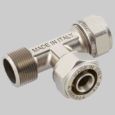 Raccordo a Compressione a T Laterale Maschio 16 x 16 x ½ Tiemme - 2