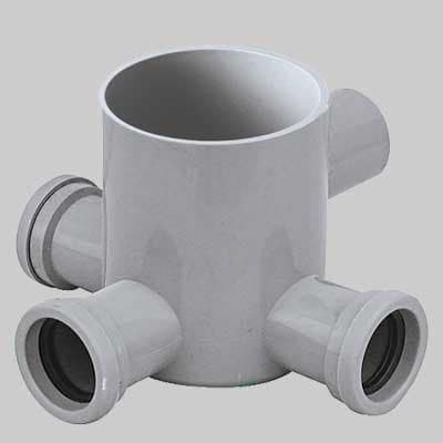 Pozzetto Grigio Basso 3 Vie Dm 100 H 120 Ø 40 Usc. Ø 40 Made in Italy - 2