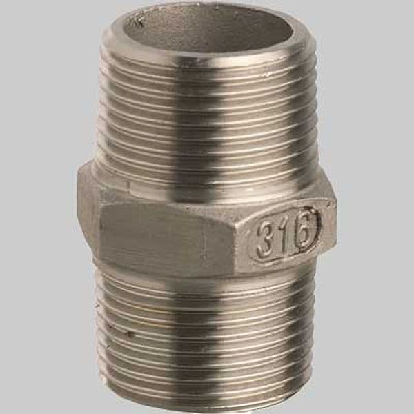 Raccordo Niples Doppio in Acciaio INOX 1 Made in Italy