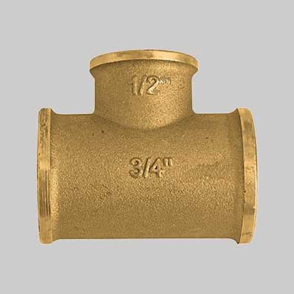 Raccordo Tee Ridotto al Centro Ottone Giallo 1 x 3/4 x 1 Made in Italy