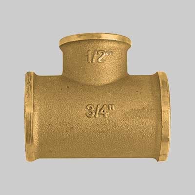 Raccordo Tee Ridotto al Centro Ottone Giallo 1 x 3/4 x 1 Made in Italy - 2