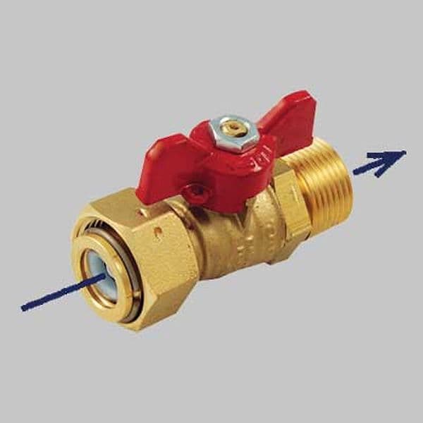 Valvola a Sfera Diritta Maschio con Girello e Non Ritorno 3 x 41F Tiemme