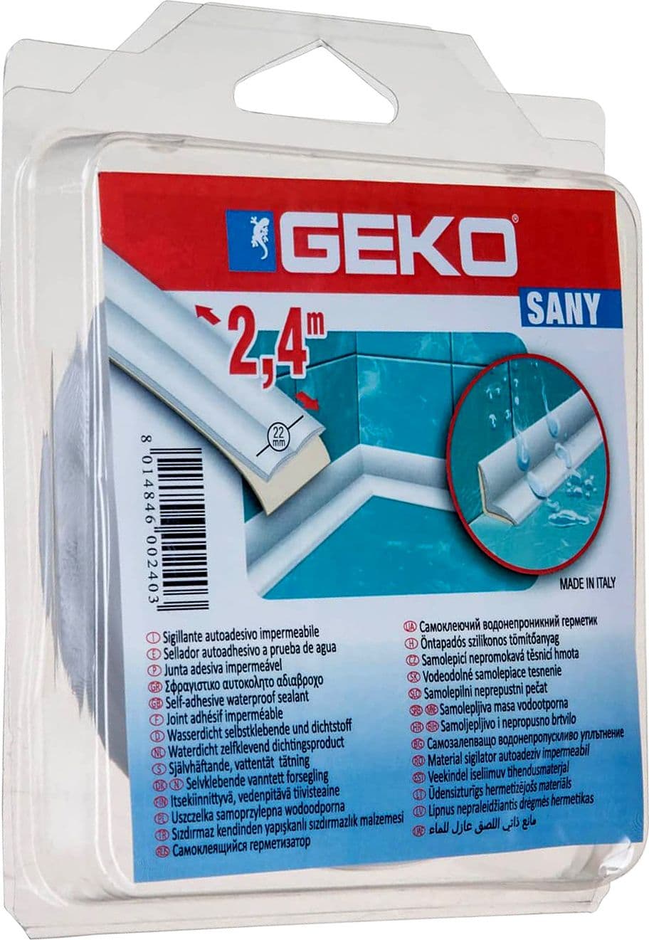 Guarnizione Geko Sanibord 22 mm x 2,4 m Bianco* - 2