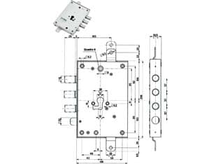 Serratura Triplice Applicare con Scrocco Cil. Eur. Blindate Cod 402453 - 2