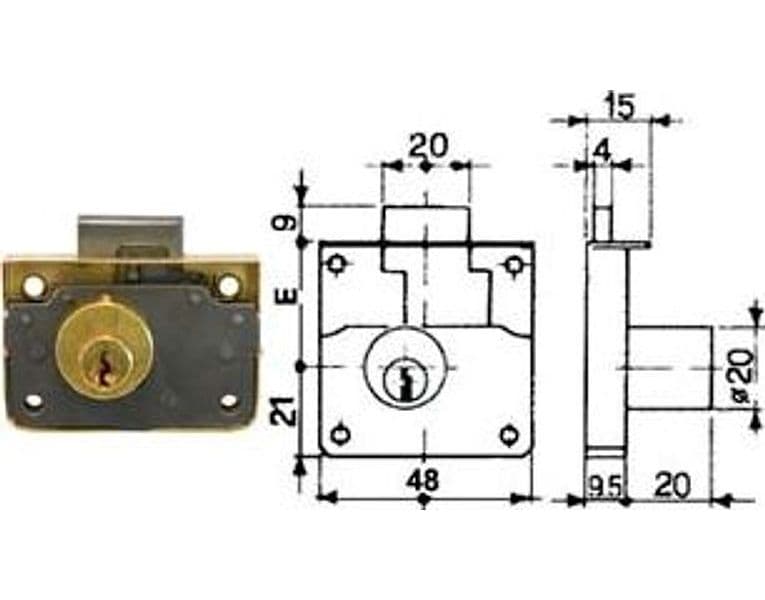 Serratura da Applicare 1/2 Scatola con Cilindro Una Mandata 30 mm Mrcas - 2