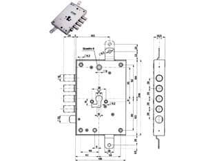 Serratura Triplice Applicare con Scrocco Cil. Eur. Blindate Cod 214605 - 2