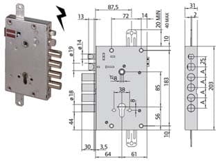 Elettroserratura Triplice Applic. Cil. Europeo Porte Blindate 15515 64 mm - 2