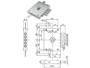 Serratura Tripl. Applicare Cil. Europeo con Scrocco Blind. Heavy 73 mm Dx - 2