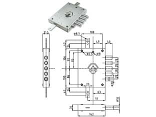 Serratura Tripl. Applicare Cil. Europeo con Scrocco Blind. Heavy 63 mm Sx - 2