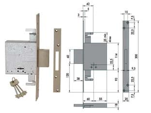 Serratura Triplice da Infilare Doppia Mappa 57015 60 mm (57015600) Cisa - 2