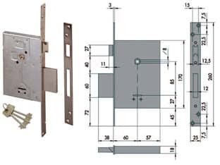Serratura da Infilare Doppia Mappa con Scrocco 57250 60 mm (57250600) Cisa - 2