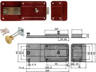 Ferroglietto con Catenaccio 6 Mandate Scrocco Cilindro Staccato 55071 50 mm - 2