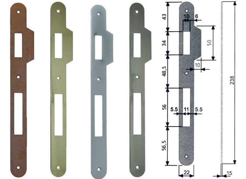 Contropiastra con Aletta per Serratura Patent a Bussola Bordo Cod 204057 - 2