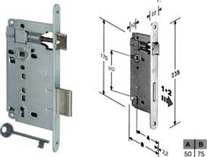 Serratura a Bussola da Infilare Bordo Tondo Cromo Satinato 50 mm Bordo – Agb