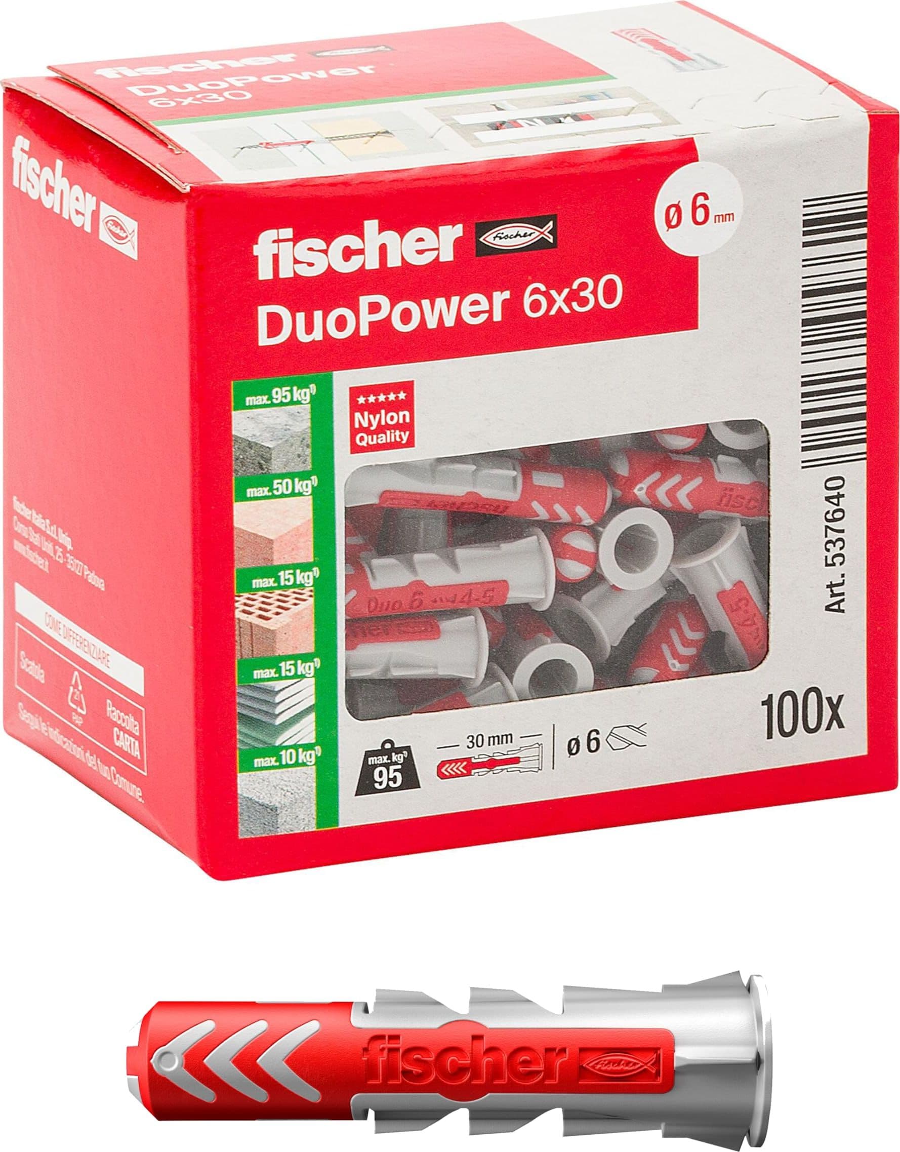 Tassello Bi Material Duopower Ø 6 mm MMX30 Fischer 100 Pezzi