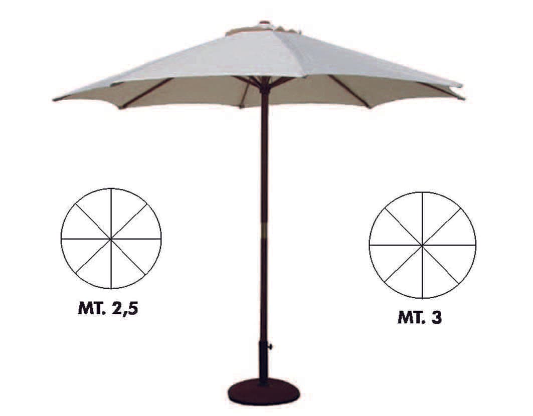 Ombrellone in Legno Tondo Gold Ø 250 mm cm Palo Ø 48 mm a 8 Stecche Vette - 2
