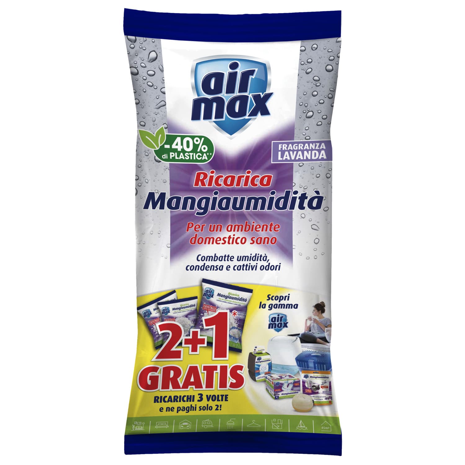 Airmax Assorbiumidita Ricarica Sali Lavan 450 g 12 Confezioni da 3 Pezzi - 2
