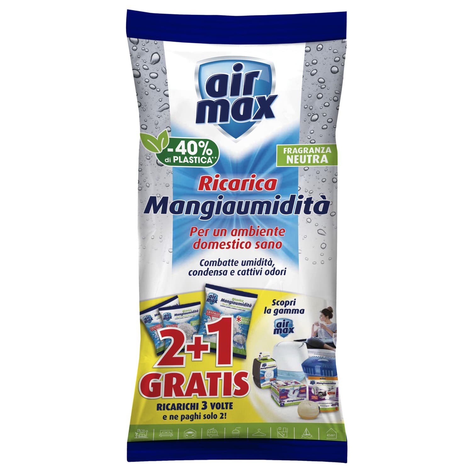 Airmax Assorbiumidita Ricarica Sali Neut 450 g 12 Confezioni da 3 Pezzi - 2