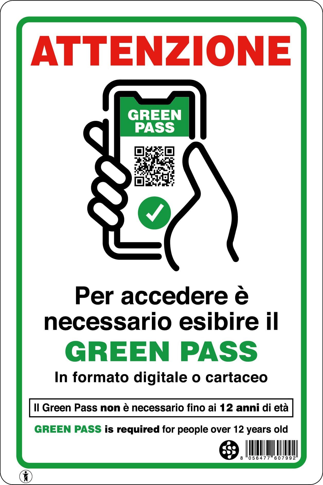 Targa 20 x 30 Esibire Green Pass 10 Pezzi - 2