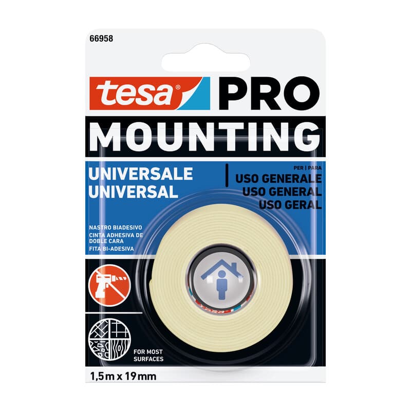 Nastro Biadesivo Tesa Mounting Pro Univ 19MMX1,5M 12 Pezzi - 2