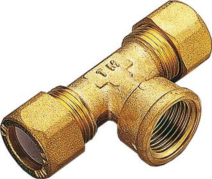 Tee Ottone Due Biconi F Gas 14 x 1/2 Tiemme 10 Pezzi - 2