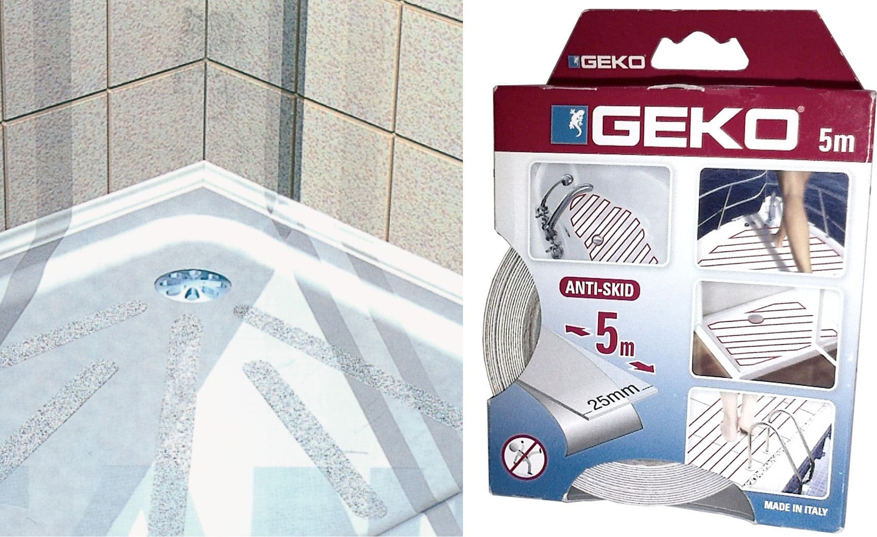 Antisdrucciolo Geko Bagno 25 mm Rot 5 m Trasp - 2