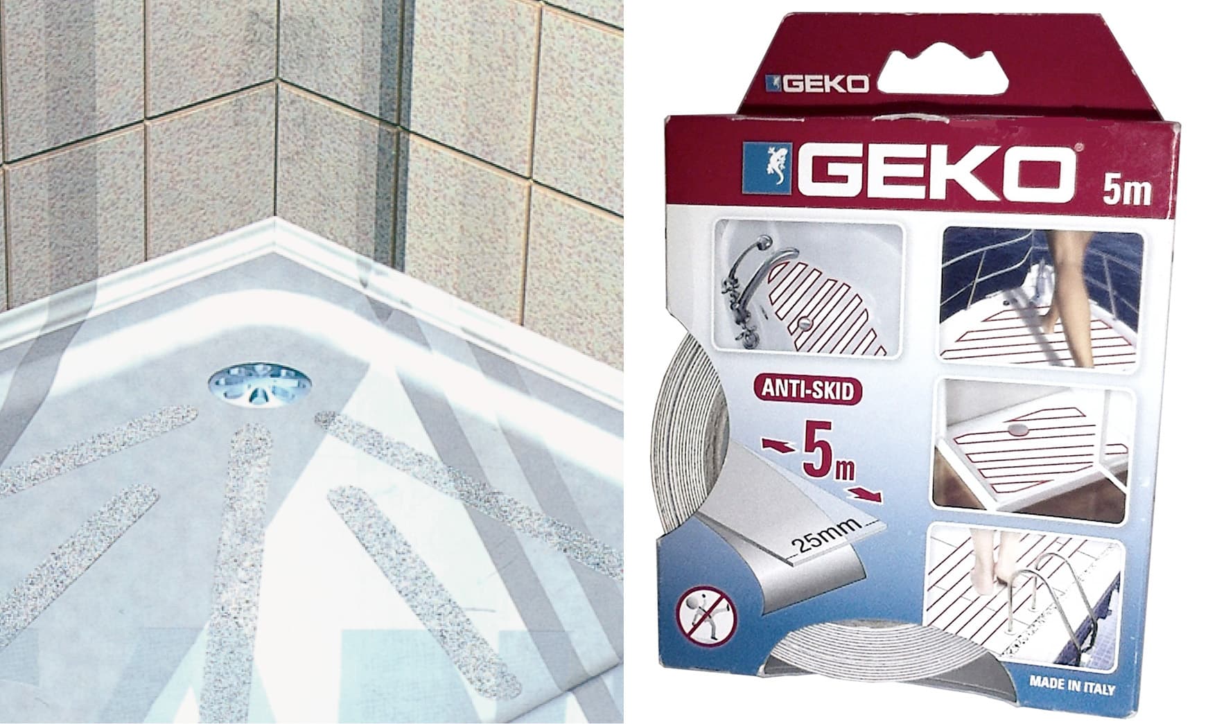 Antisdrucciolo Geko Bagno 25 mm Rot 5 m Trasp - 2