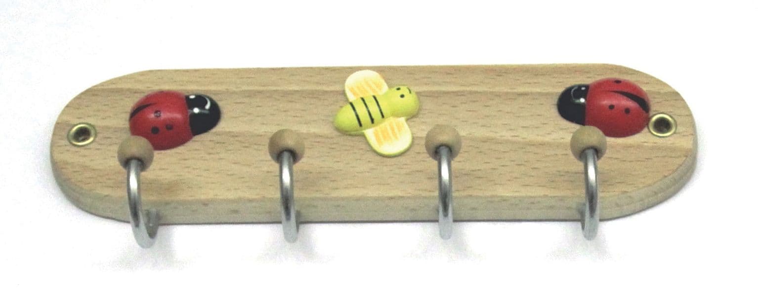 Gancio Adesivo in Legno Coccinella 4 Posti Diesse 12 Pezzi - 2