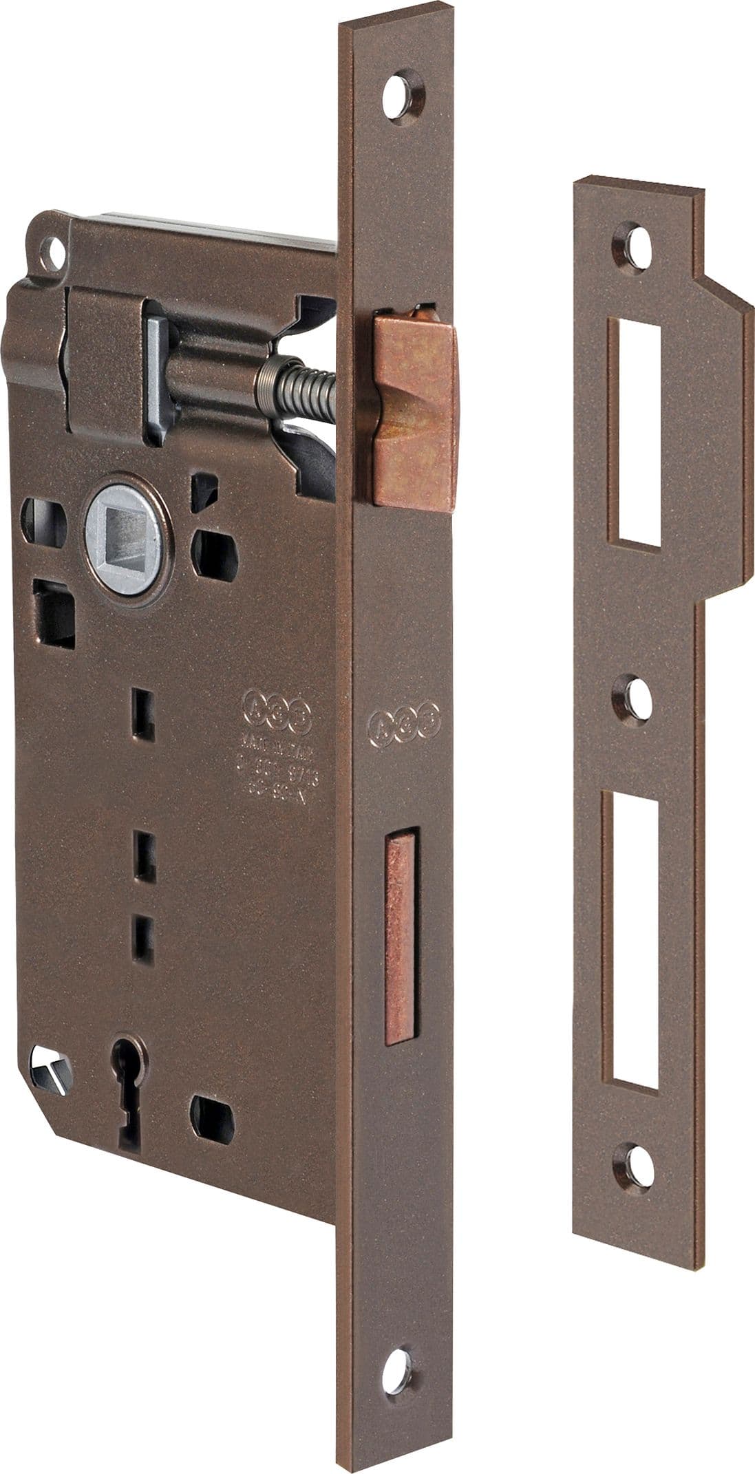 Serratura Bronzata Agb Q.8 x 70 40 mm Patent Alban Giacomo 5 Pezzi - 2