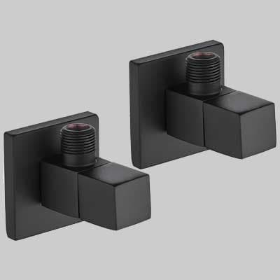 Coppia Rubinetti Sottolavabo Quadro Nero Made in Italy ½ x ? - 2