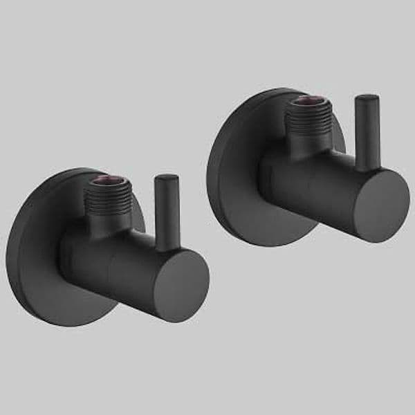 Coppia Rubinetti Sottolavabo Tondo Nero Made in Italy 1/2 x 3/8