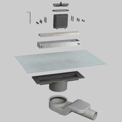 Canalina Doccia Alluminio in Kit Griglia Double Face Cm. 20 Bonomini - 2