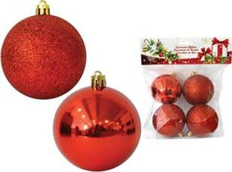Sfere Lisce e Glitterate Rosso 60 mm in Confezione da 4 Pezzi - 2