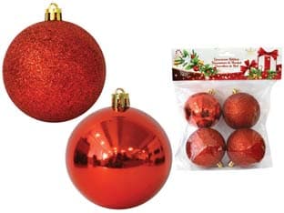Sfere Lisce e Glitterate Rosso 60 mm in Confezione da 4 Pezzi - 2